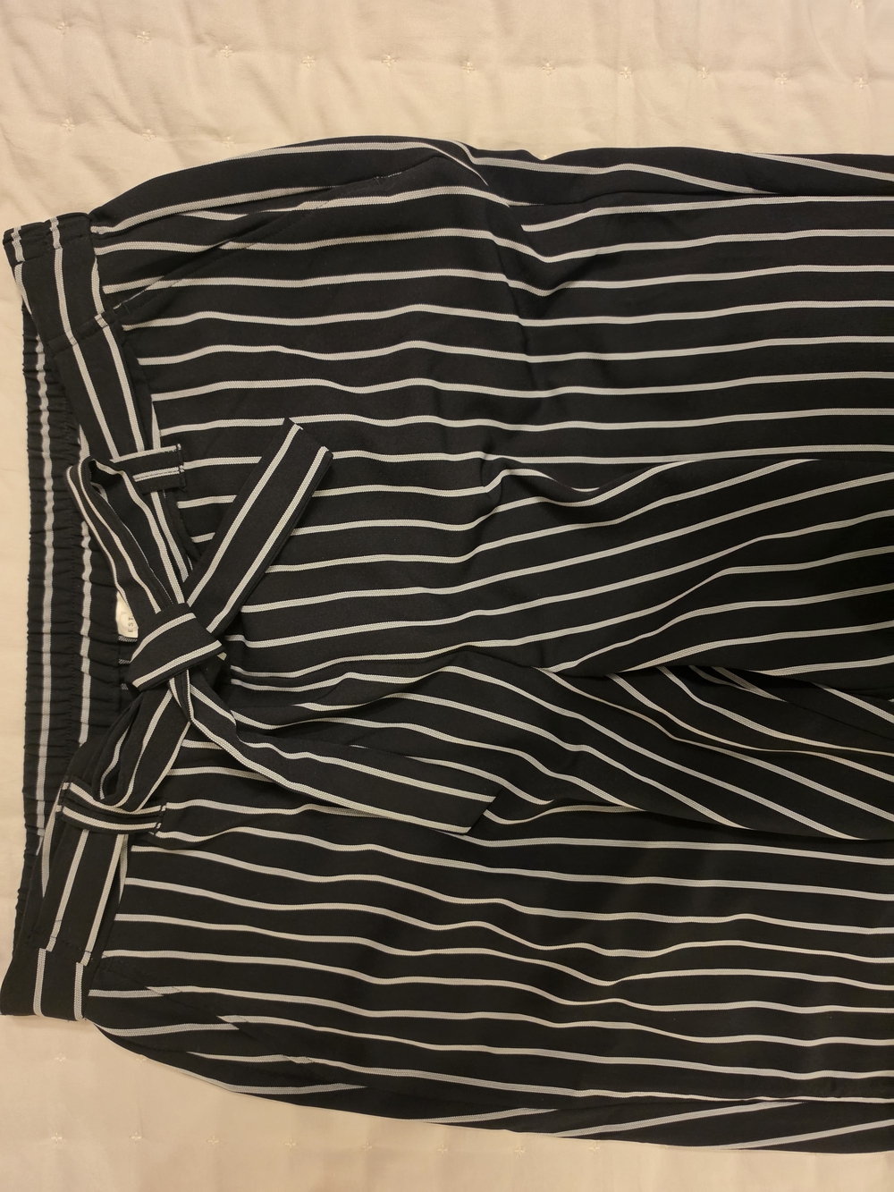 Cato Black and White Striped Wide-Leg Trousers